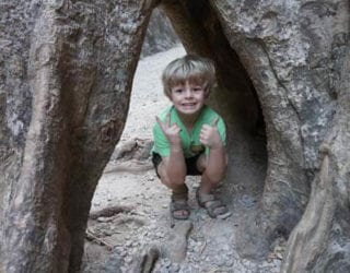 Erawan-watervallen met de kinderen