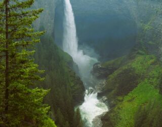 Helmcken Waterval in het groene Wells Gray National Park