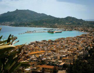 Zicht op Zakynthos stad